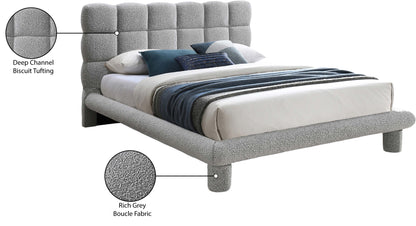 Elias Grey Boucle Fabric Full Bed (3 Boxes) F