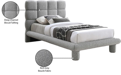 Elias Grey Boucle Fabric Twin Bed (3 Boxes) T