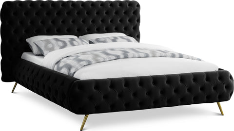 Tessa Black Velvet Upholstered King Bed, 1 Piece