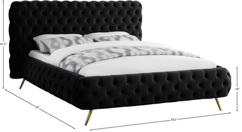 Tessa Black Velvet Upholstered Queen Bed, 1 Piece