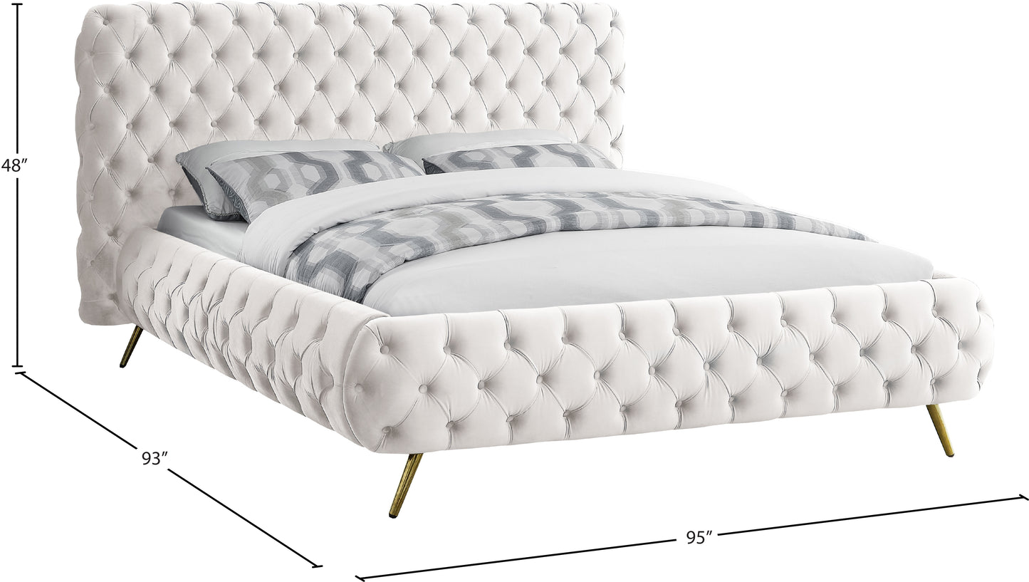 casper cream velvet king bed k