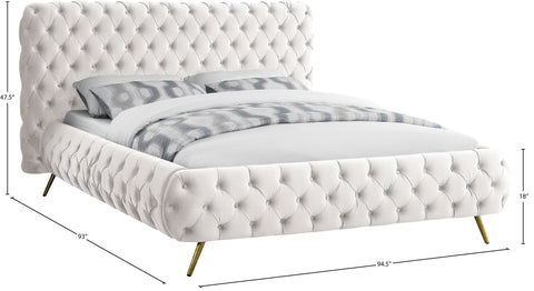 Tessa Cream Velvet Upholstered King Bed, 1 Piece