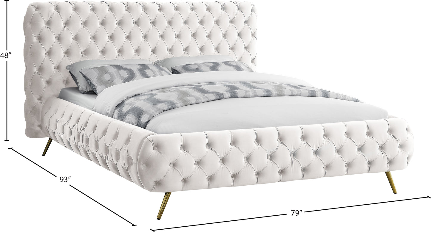 casper cream velvet queen bed q