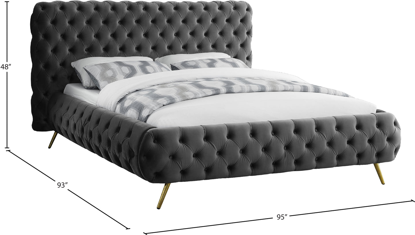 casper grey velvet king bed k