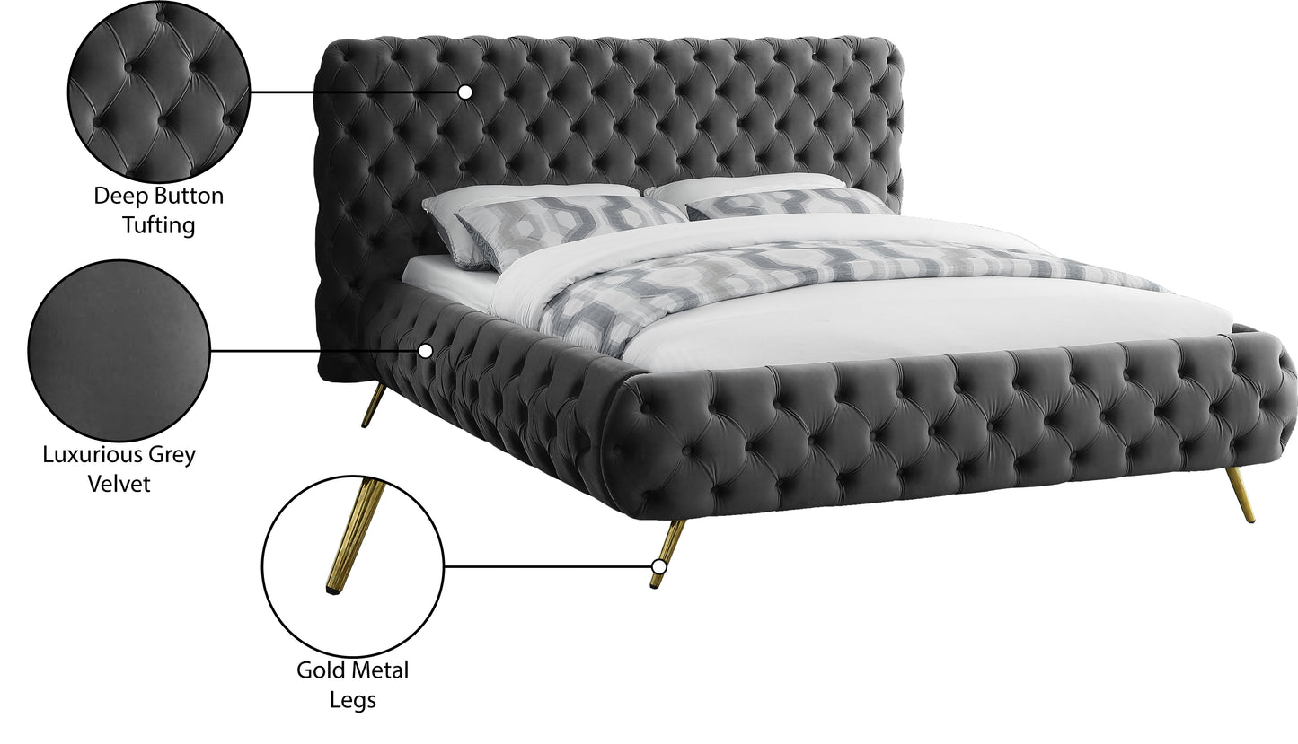 casper grey velvet king bed k