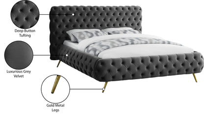 Casper Grey Velvet King Bed K