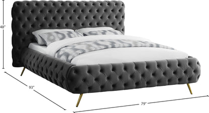 Casper Grey Velvet Queen Bed Q