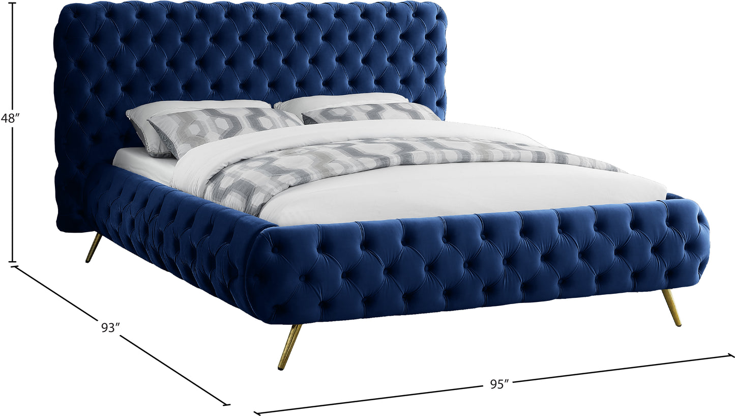 casper navy velvet king bed k