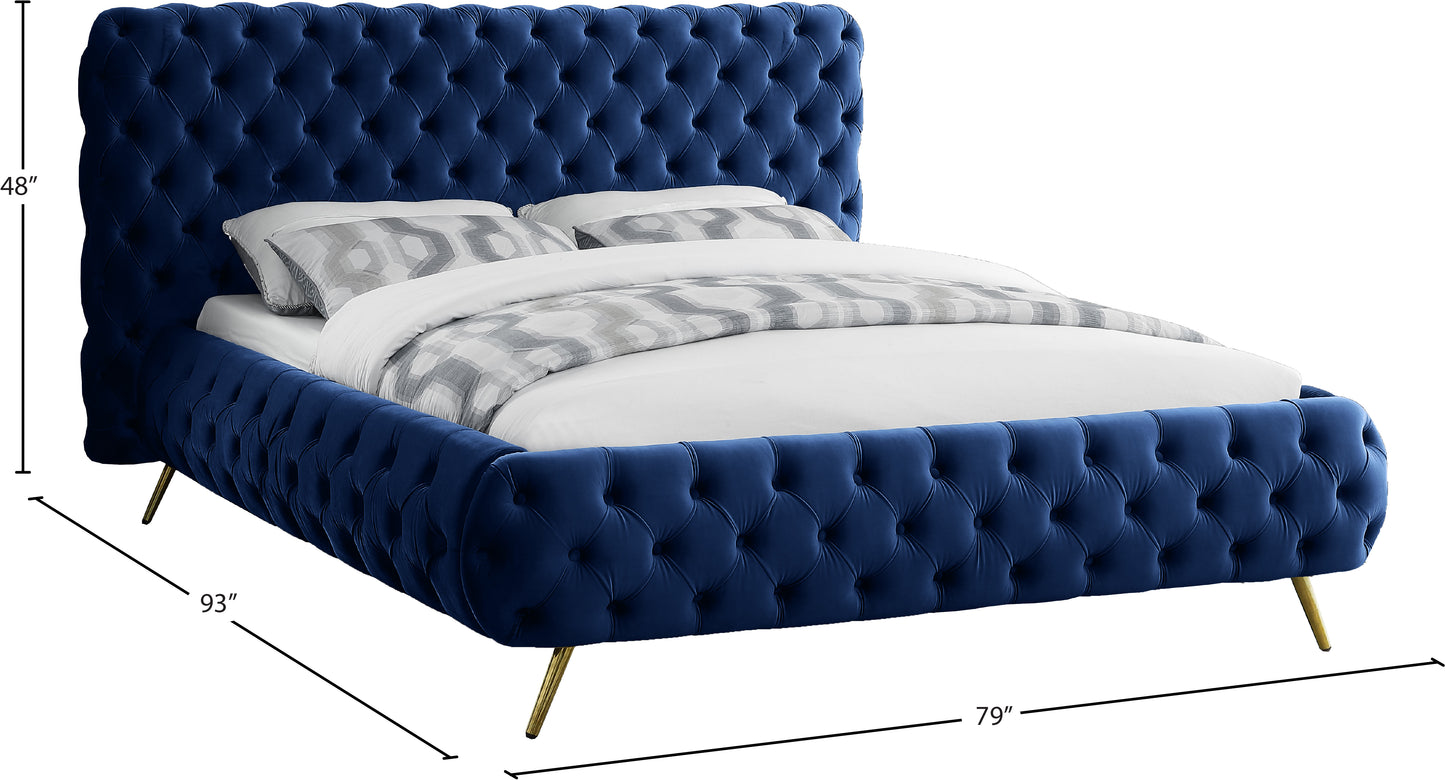 casper navy velvet queen bed q