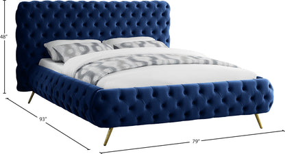 Casper Navy Velvet Queen Bed Q