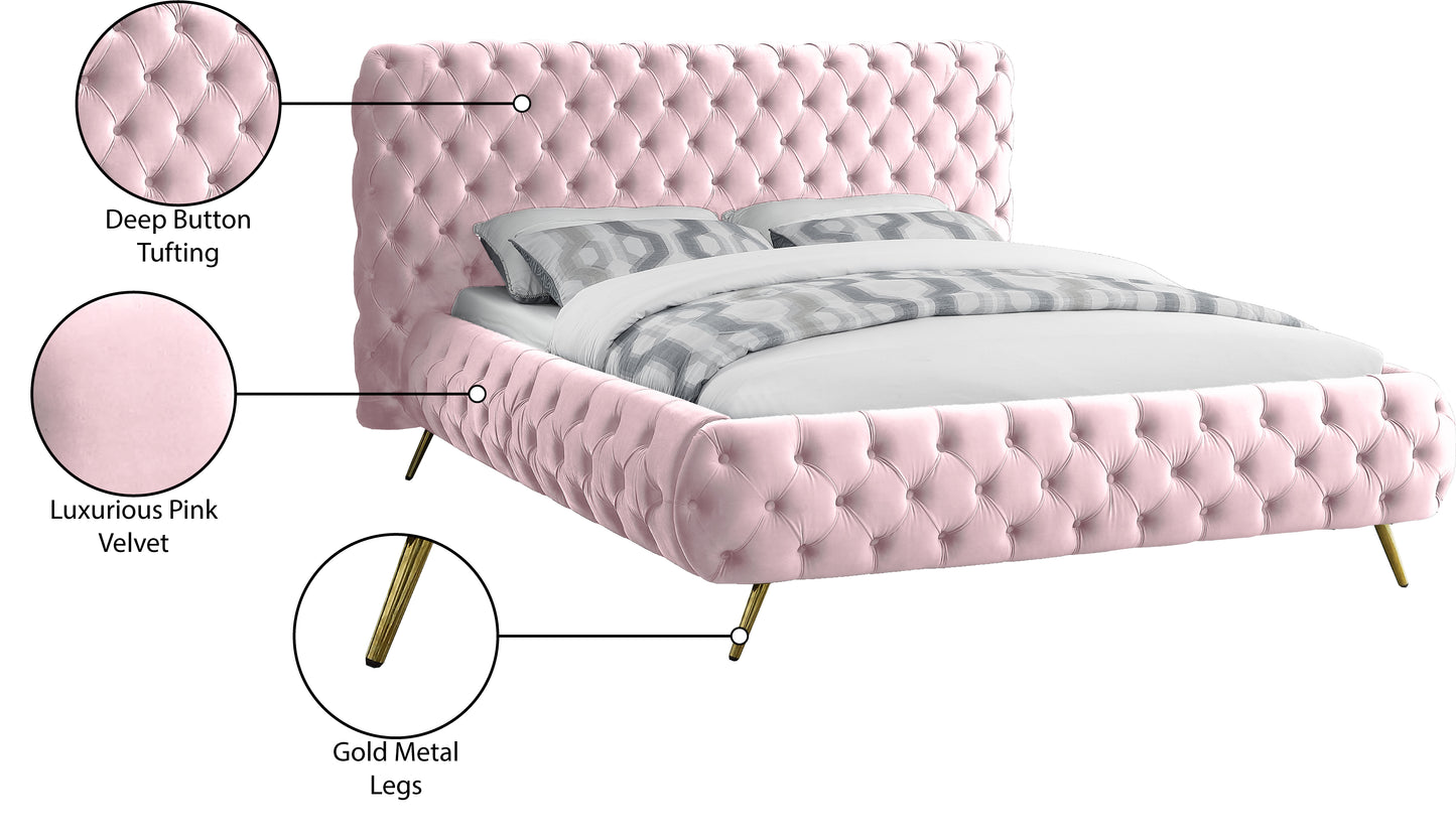 casper pink velvet king bed k