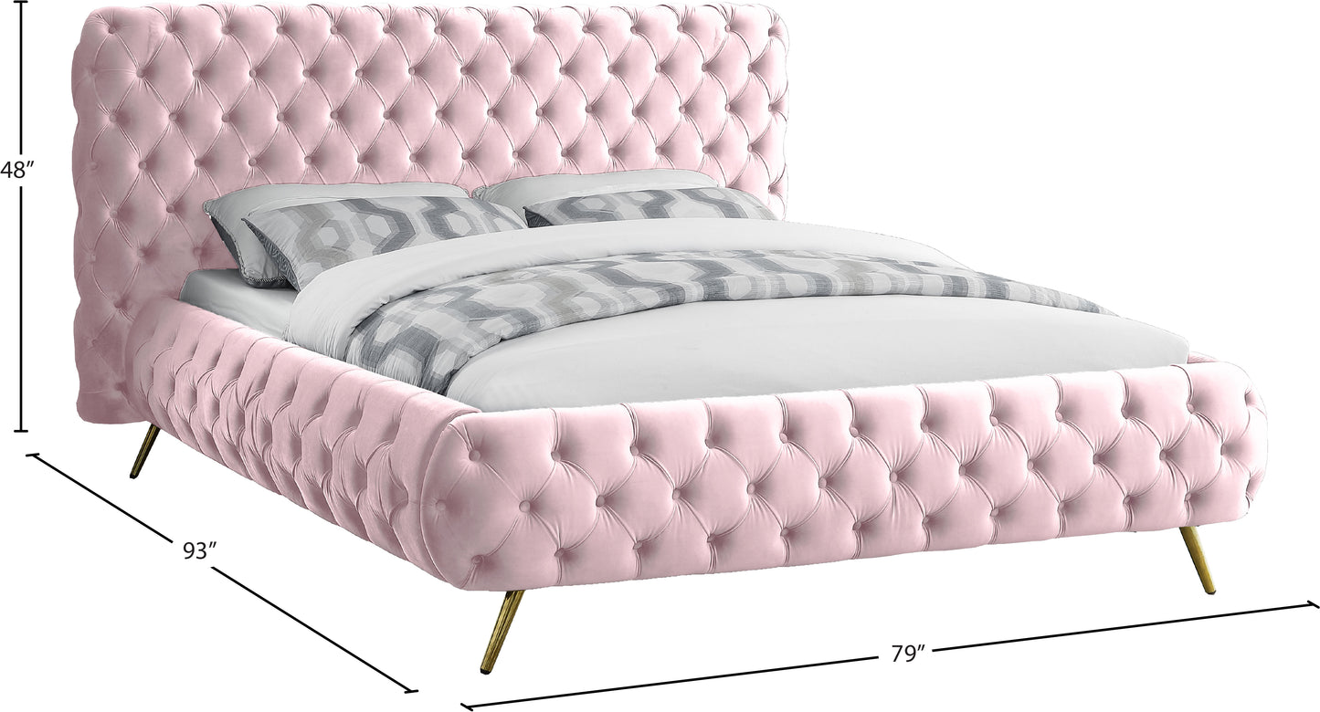 casper pink velvet queen bed q