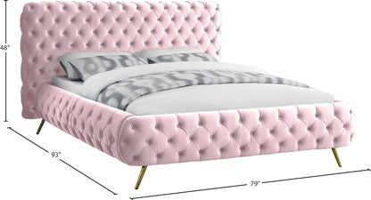 Casper Pink Velvet Queen Bed Q