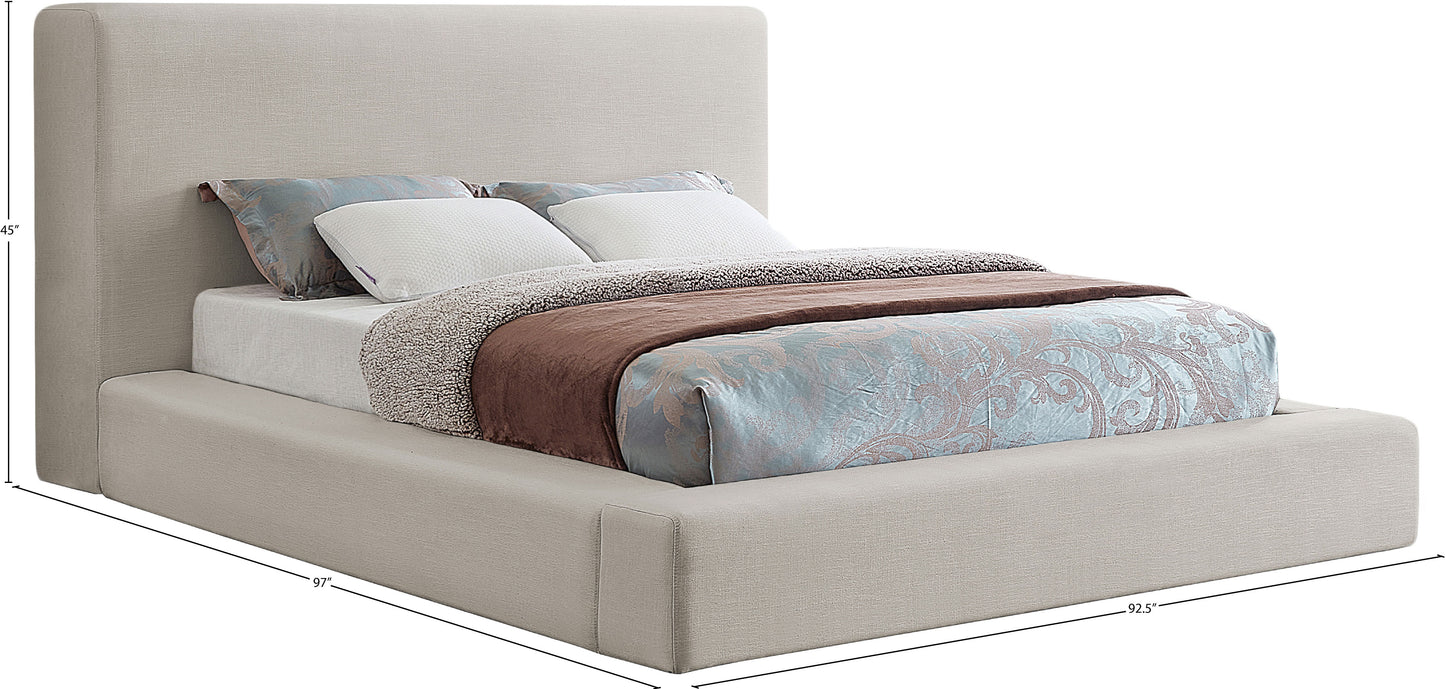 drum beige linen textured fabric king bed k