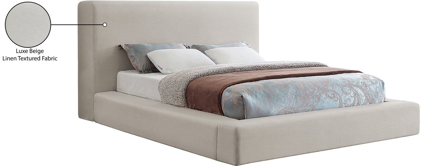 drum beige linen textured fabric king bed k