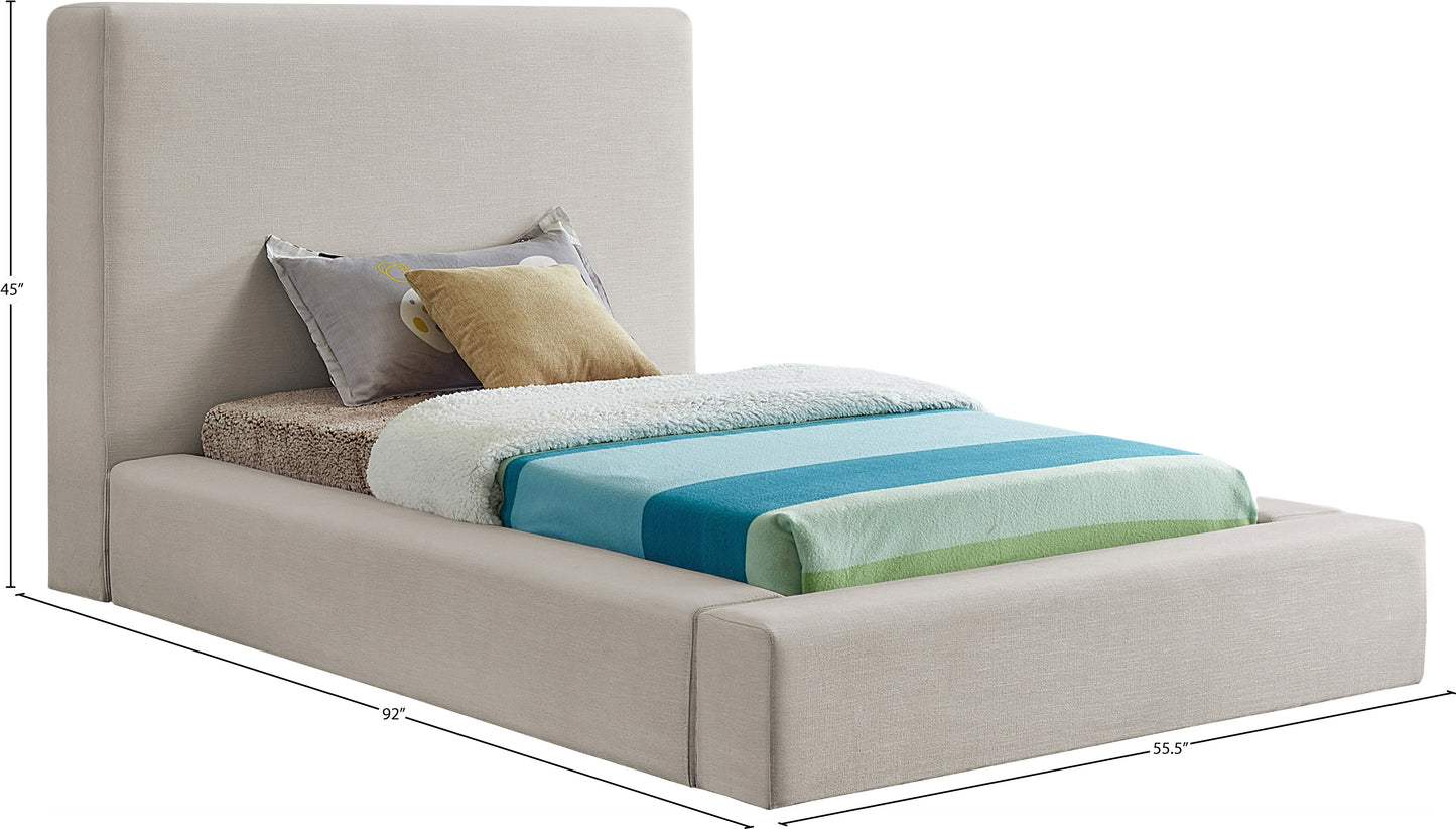 drum beige linen textured fabric twin bed t