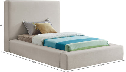 Drum Beige Linen Textured Fabric Twin Bed T