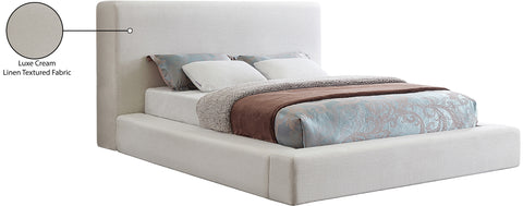 Drum Cream Linen Textured Fabric Queen Bed Q