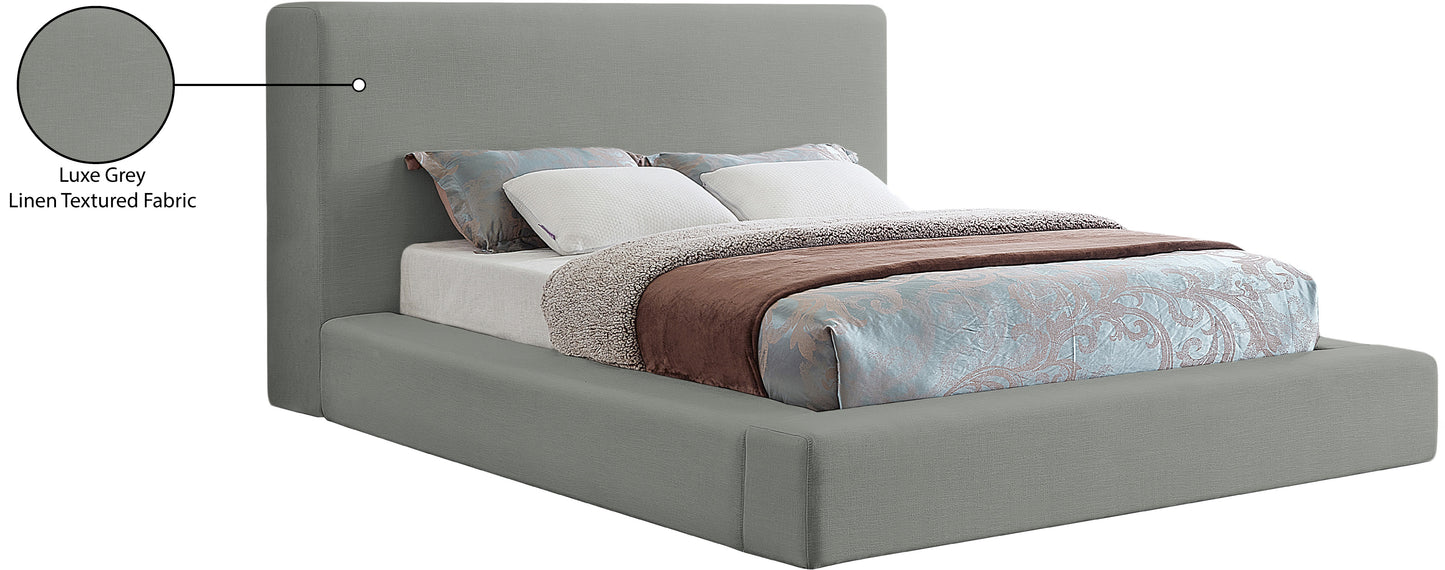 drum grey linen textured fabric king bed k