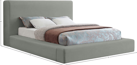 Drum Grey Linen Textured Fabric Queen Bed Q