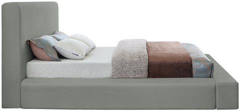 Drum Grey Linen Textured Fabric Queen Bed Q