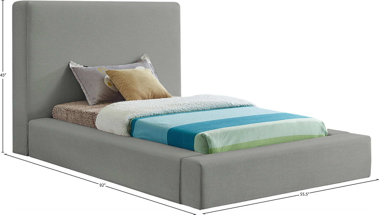 drum grey linen textured fabric twin bed t