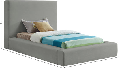 Drum Grey Linen Textured Fabric Twin Bed T