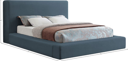 Drum Navy Linen Textured Fabric King Bed K