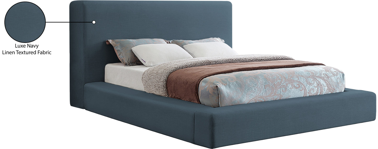 drum navy linen textured fabric king bed k