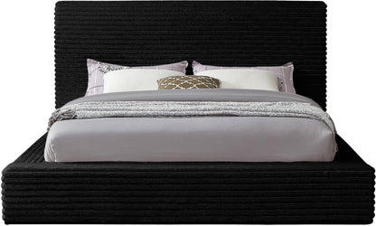 Jax Black Corduroy Fabric Queen Bed