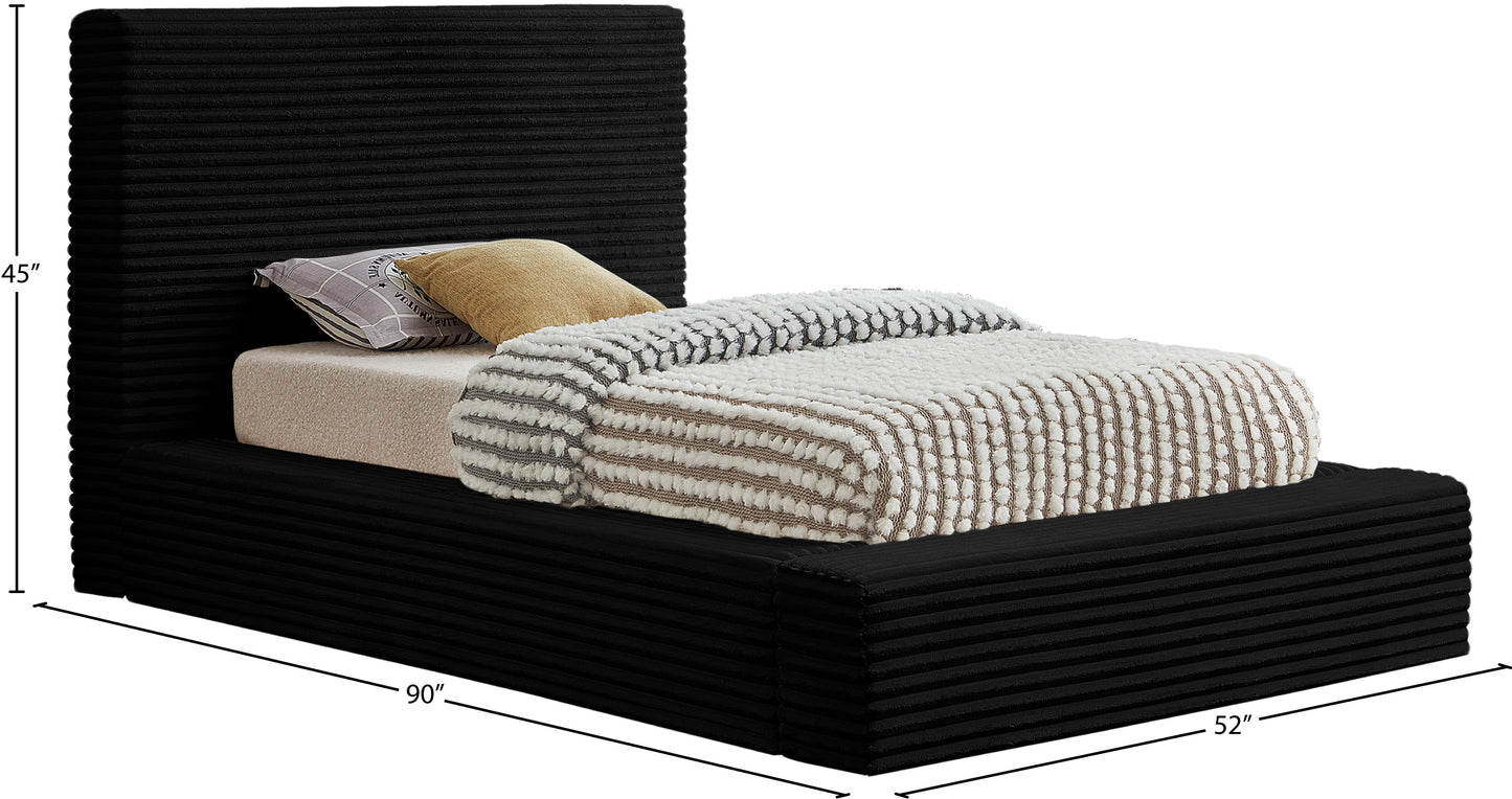 jax black corduroy fabric twin bed