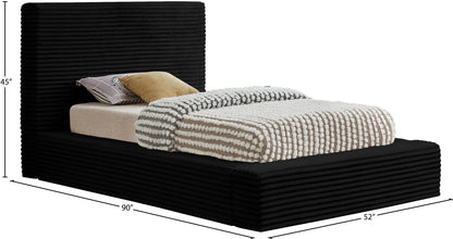 Jax Black Corduroy Fabric Twin Bed