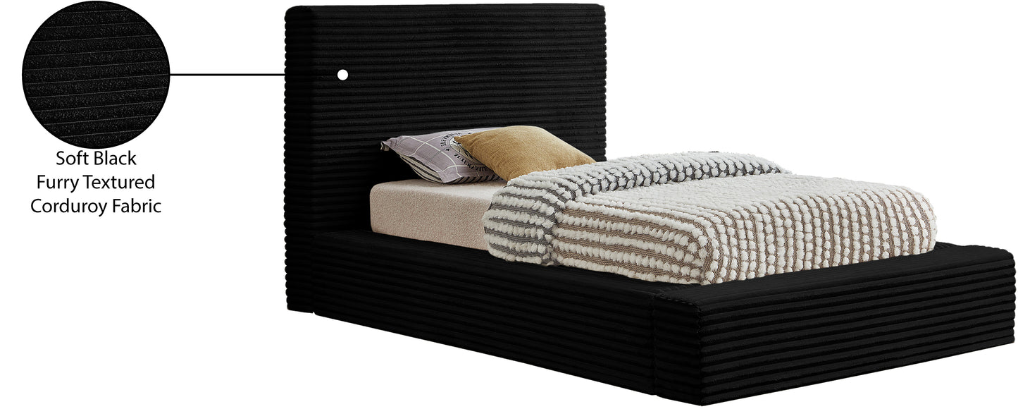 jax black corduroy fabric twin bed