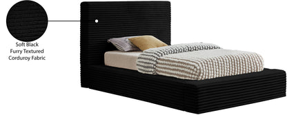 Jax Black Corduroy Fabric Twin Bed