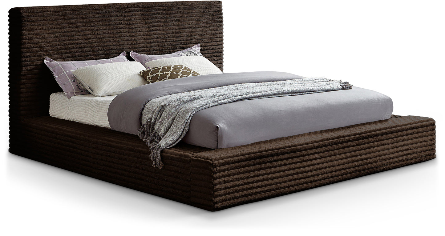 jax brown corduroy fabric king bed