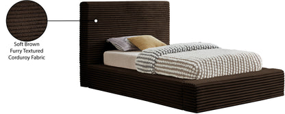 Jax Brown Corduroy Fabric Twin Bed