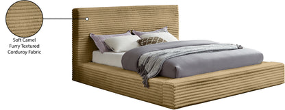 Jax Camel Corduroy Fabric King Bed