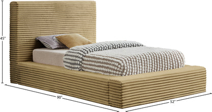 Jax Camel Corduroy Fabric Twin Bed