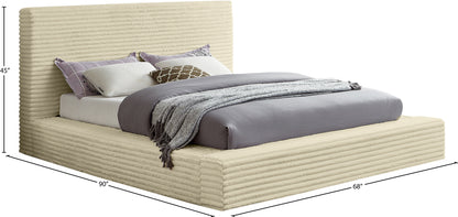 Jax Cream Corduroy Fabric Full Bed