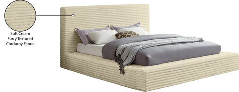 Jax Cream Corduroy Fabric Queen Bed