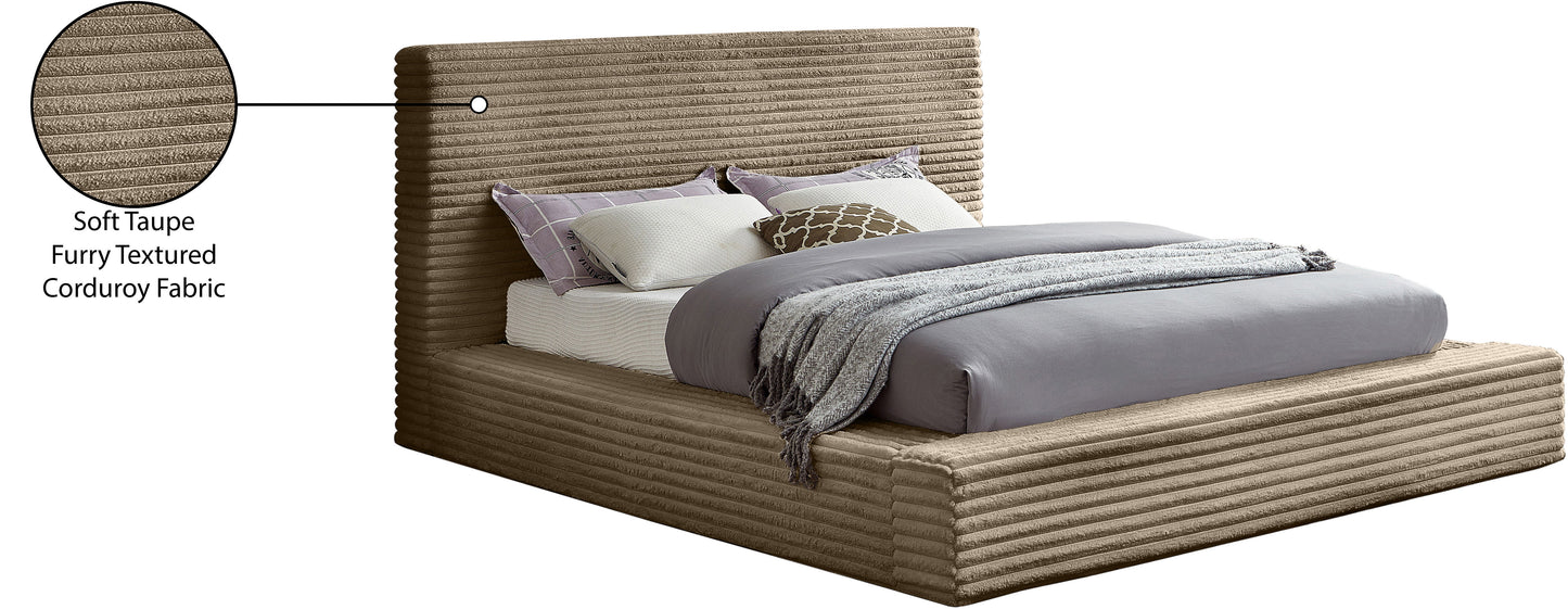 jax taupe corduroy fabric full bed