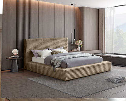 Jax Taupe Corduroy Fabric King Bed