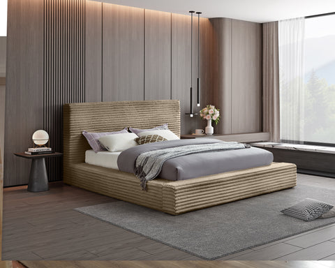 Jax Taupe Corduroy Fabric King Bed