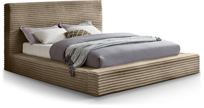 Jax Taupe Corduroy Fabric Queen Bed