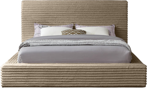 Jax Taupe Corduroy Fabric Queen Bed