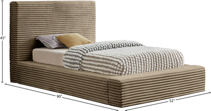 Jax Taupe Corduroy Fabric Twin Bed