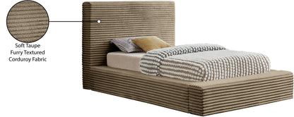 Jax Taupe Corduroy Fabric Twin Bed