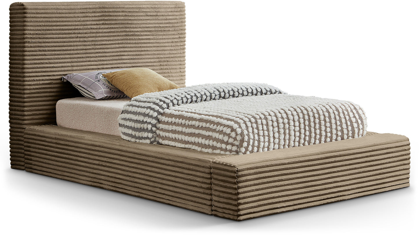 jax taupe corduroy fabric twin bed