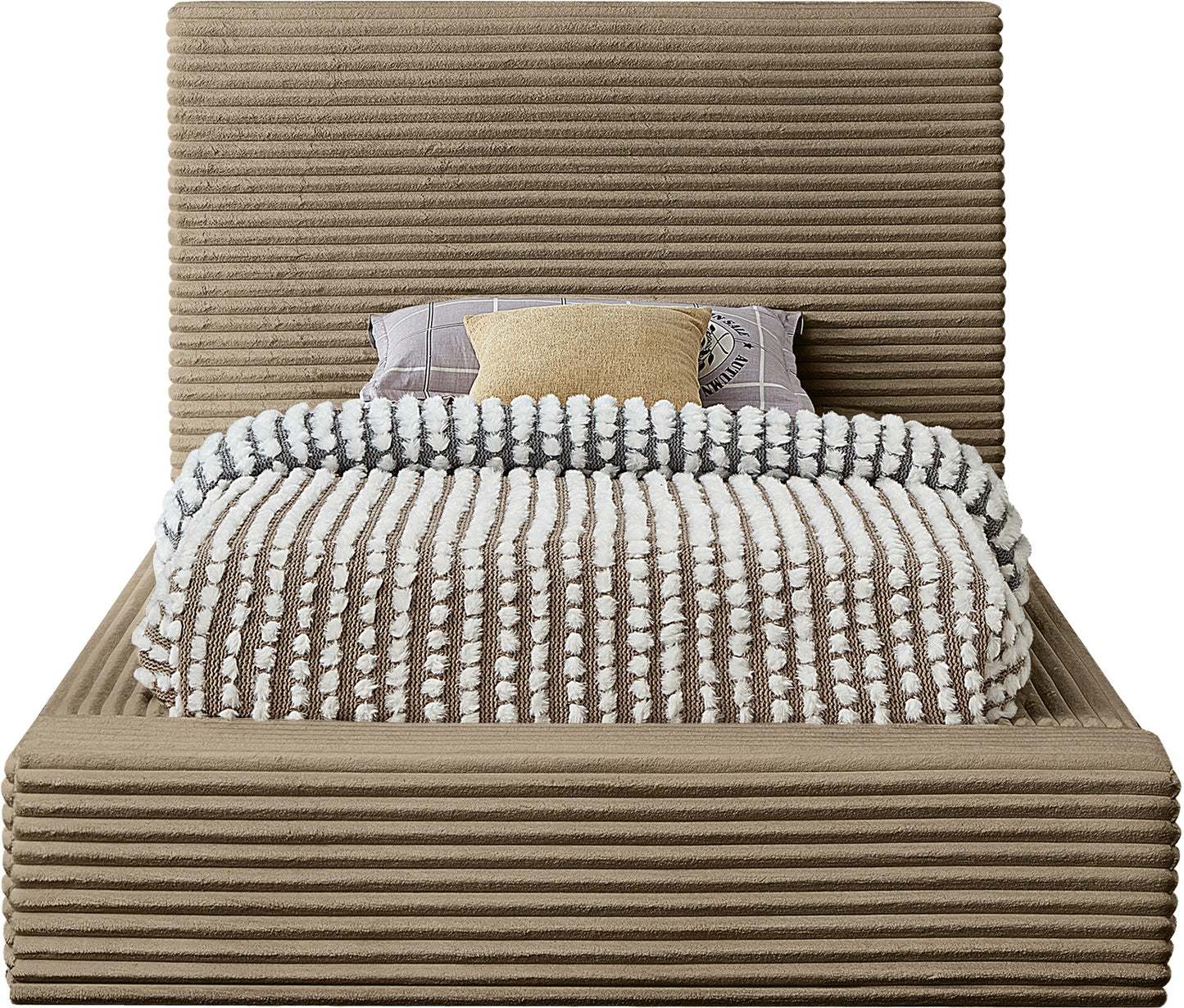 jax taupe corduroy fabric twin bed