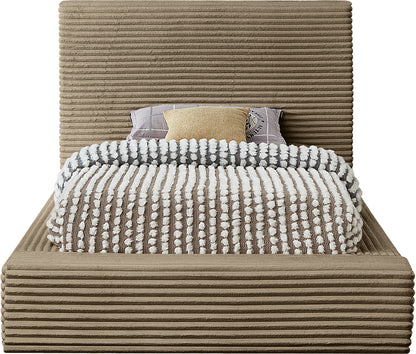 Jax Taupe Corduroy Fabric Twin Bed